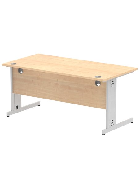 Dynamic Impulse 1600 x 800mm Straight Office Desk Maple Top Silver Cable Managed Leg I000518 - pic 75477 | FastDaddyshop