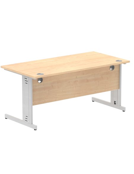 Dynamic Impulse 1600 x 800mm Straight Office Desk Maple Top Silver Cable Managed Leg I000518 - pic 75479 | FastDaddyshop