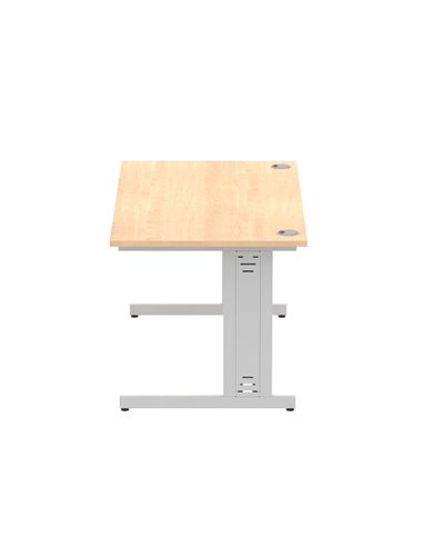 Dynamic Impulse 1600 x 800mm Straight Office Desk Maple Top Silver Cable Managed Leg I000518