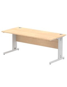 Dynamic Impulse 1800 x 800mm Straight Office Desk Maple Top Silver Cable Managed Leg I000519