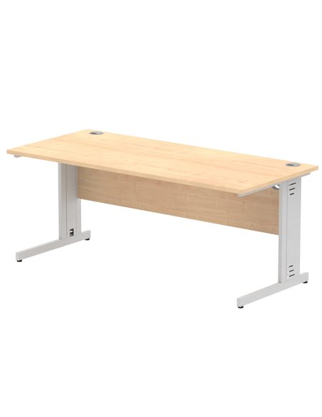 Dynamic Impulse 1800 x 800mm Straight Office Desk Maple Top Silver Cable Managed Leg I000519 - pic 75481 | FastDaddyshop