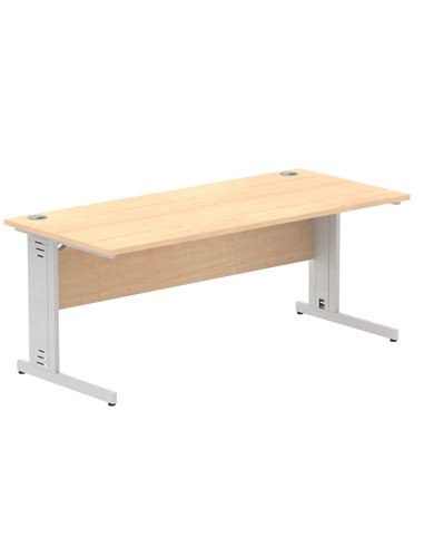 Dynamic Impulse 1800 x 800mm Straight Office Desk Maple Top Silver Cable Managed Leg I000519