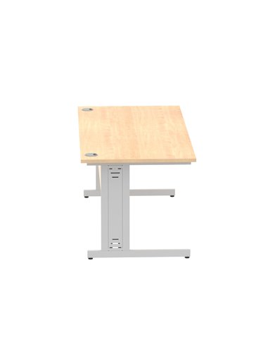 Dynamic Impulse 1800 x 800mm Straight Office Desk Maple Top Silver Cable Managed Leg I000519