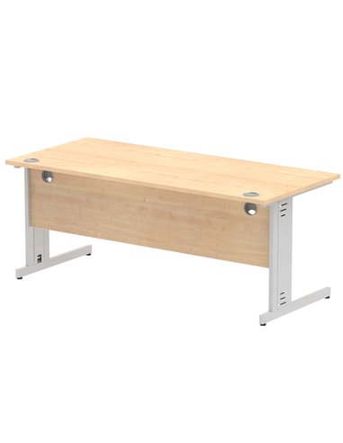 Dynamic Impulse 1800 x 800mm Straight Office Desk Maple Top Silver Cable Managed Leg I000519
