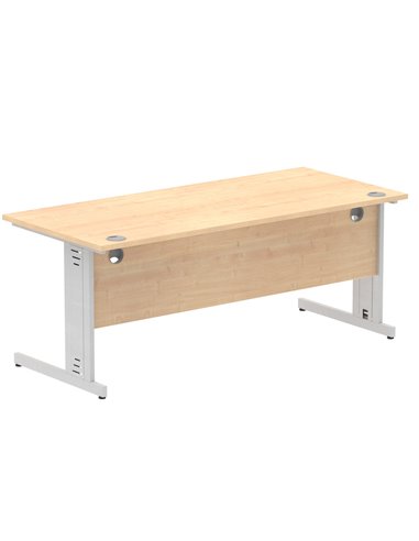 Dynamic Impulse 1800 x 800mm Straight Office Desk Maple Top Silver Cable Managed Leg I000519