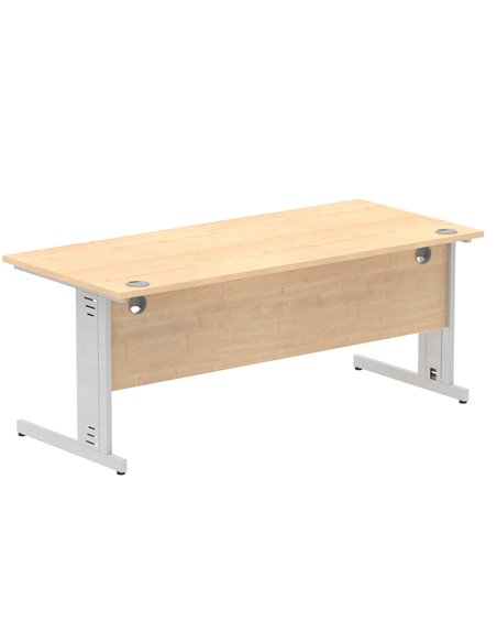 Dynamic Impulse 1800 x 800mm Straight Office Desk Maple Top Silver Cable Managed Leg I000519 - pic 75487 | FastDaddyshop