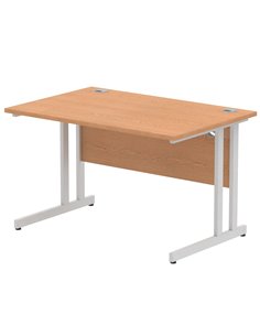 Dynamic Impulse 1200 x 800mm Straight Office Desk Oak Top Silver Cantilever Leg I000806