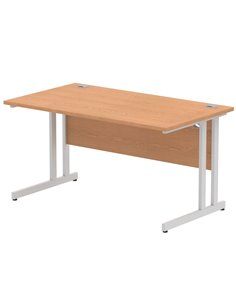 Dynamic Impulse 1400 x 800mm Straight Office Desk Oak Top Silver Cantilever Leg I000807