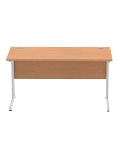 Dynamic Impulse 1400 x 800mm Straight Office Desk Oak Top Silver Cantilever Leg I000807 2