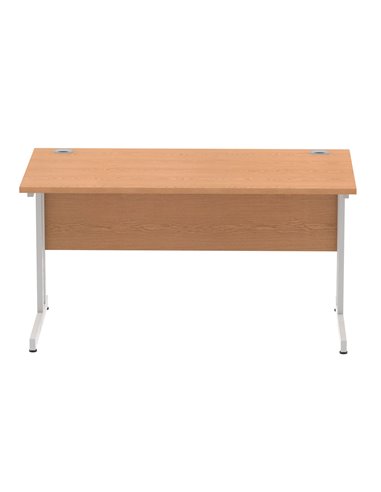 Dynamic Impulse 1400 x 800mm Straight Office Desk Oak Top Silver Cantilever Leg I000807