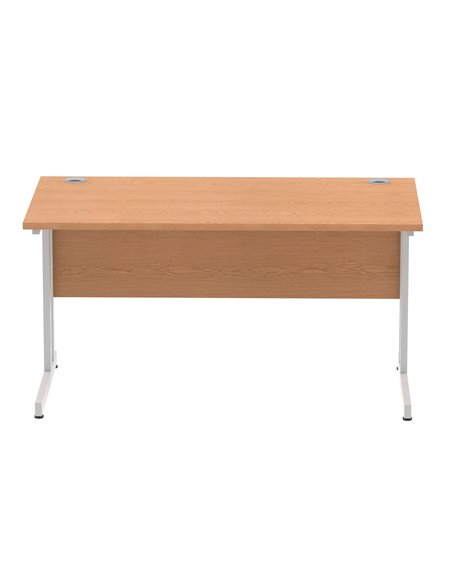 Dynamic Impulse 1400 x 800mm Straight Office Desk Oak Top Silver Cantilever Leg I000807 - pic 75498 | FastDaddyshop