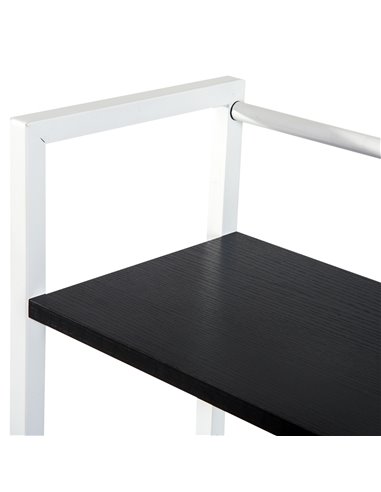 HOMCOM Computer Desk PC Table Study Workstation Home Office with 4-tier Bookshelf Storage Metal Frame Wooden Top (Black & White)