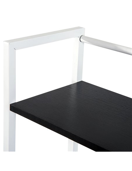 HOMCOM Computer Desk PC Table Study Workstation Home Office with 4-tier Bookshelf Storage Metal Frame Wooden Top (Black & White) - pic 7550 | FastDaddyshop