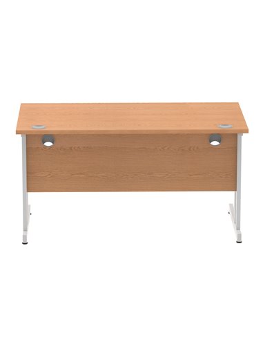 Dynamic Impulse 1400 x 800mm Straight Office Desk Oak Top Silver Cantilever Leg I000807