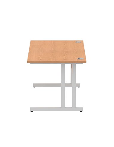 Dynamic Impulse 1400 x 800mm Straight Office Desk Oak Top Silver Cantilever Leg I000807