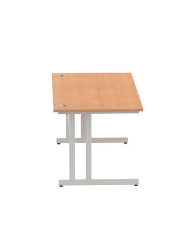 Dynamic Impulse 1600 x 800mm Straight Office Desk Oak Top Silver Cantilever Leg I000808