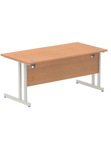 Dynamic Impulse 1600 x 800mm Straight Office Desk Oak Top Silver Cantilever Leg I000808