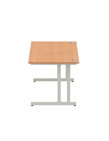 Dynamic Impulse 1600 x 800mm Straight Office Desk Oak Top Silver Cantilever Leg I000808