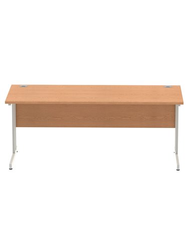 Dynamic Impulse 1800 x 800mm Straight Office Desk Oak Top Silver Cantilever Leg I000809