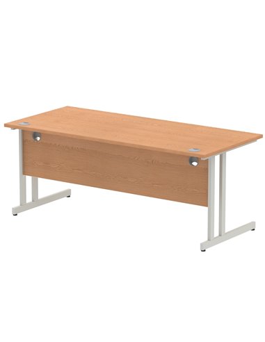 Dynamic Impulse 1800 x 800mm Straight Office Desk Oak Top Silver Cantilever Leg I000809