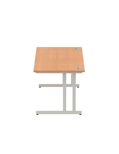 Dynamic Impulse 1800 x 800mm Straight Office Desk Oak Top Silver Cantilever Leg I000809