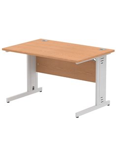 Dynamic Impulse 1200 x 800mm Straight Office Desk Oak Top Silver Cable Managed Leg I000850