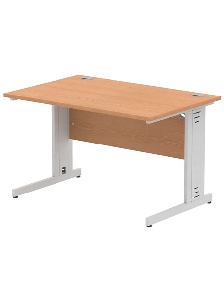 Dynamic Impulse 1200 x 800mm Straight Office Desk Oak Top Silver Cable Managed Leg I000850 - pic 75525 | FastDaddyshop