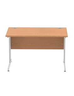 Dynamic Impulse 1200 x 800mm Straight Office Desk Oak Top Silver Cable Managed Leg I000850 2