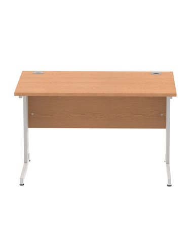 Dynamic Impulse 1200 x 800mm Straight Office Desk Oak Top Silver Cable Managed Leg I000850