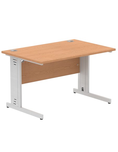 Dynamic Impulse 1200 x 800mm Straight Office Desk Oak Top Silver Cable Managed Leg I000850 - pic 75527 | FastDaddyshop
