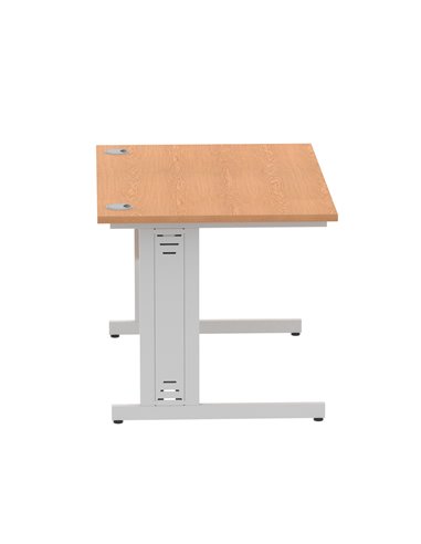 Dynamic Impulse 1200 x 800mm Straight Office Desk Oak Top Silver Cable Managed Leg I000850