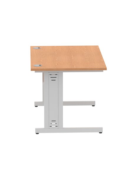 Dynamic Impulse 1200 x 800mm Straight Office Desk Oak Top Silver Cable Managed Leg I000850 - pic 75528 | FastDaddyshop