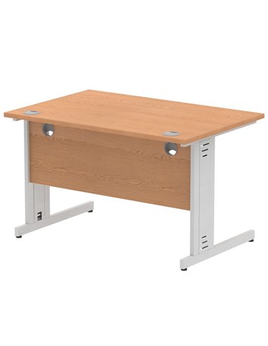 Dynamic Impulse 1200 x 800mm Straight Office Desk Oak Top Silver Cable Managed Leg I000850