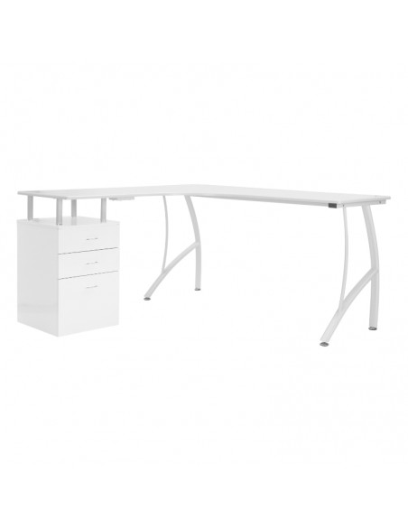 Homcom Corner Computer Desk, Home Office L-Shaped  Study PC Table, White - pic 7553 | FastDaddyshop