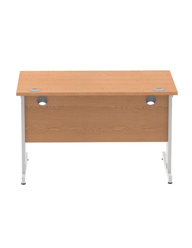Dynamic Impulse 1200 x 800mm Straight Office Desk Oak Top Silver Cable Managed Leg I000850