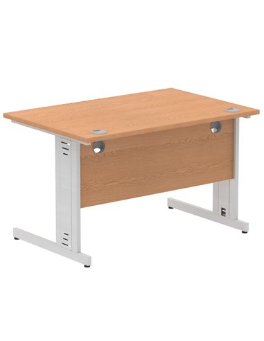 Dynamic Impulse 1200 x 800mm Straight Office Desk Oak Top Silver Cable Managed Leg I000850