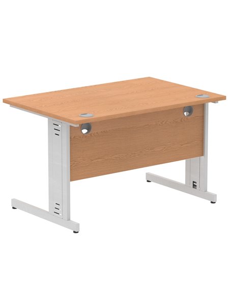Dynamic Impulse 1200 x 800mm Straight Office Desk Oak Top Silver Cable Managed Leg I000850 - pic 75531 | FastDaddyshop