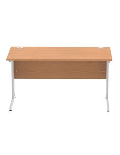 Dynamic Impulse 1400 x 800mm Straight Office Desk Oak Top Silver Cable Managed Leg I000851 2