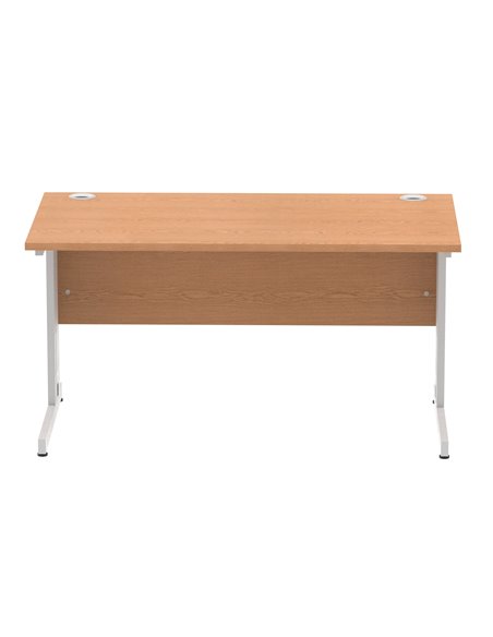 Dynamic Impulse 1400 x 800mm Straight Office Desk Oak Top Silver Cable Managed Leg I000851 - pic 75534 | FastDaddyshop