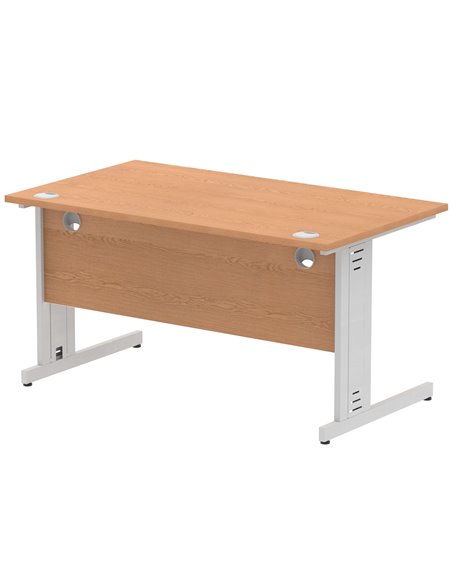Dynamic Impulse 1400 x 800mm Straight Office Desk Oak Top Silver Cable Managed Leg I000851 - pic 75537 | FastDaddyshop