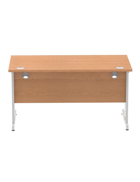 Dynamic Impulse 1400 x 800mm Straight Office Desk Oak Top Silver Cable Managed Leg I000851 - pic 75538 | FastDaddyshop