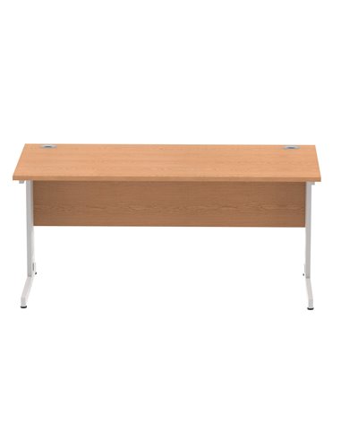 Dynamic Impulse 1600 x 800mm Straight Office Desk Oak Top Silver Cable Managed Leg I000852