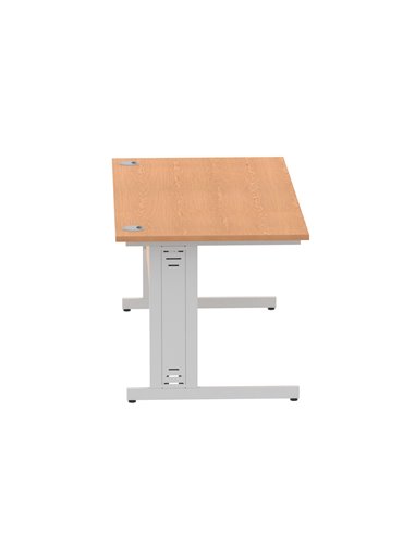 Dynamic Impulse 1600 x 800mm Straight Office Desk Oak Top Silver Cable Managed Leg I000852