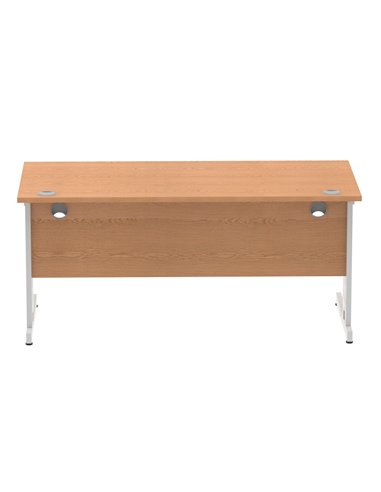 Dynamic Impulse 1600 x 800mm Straight Office Desk Oak Top Silver Cable Managed Leg I000852