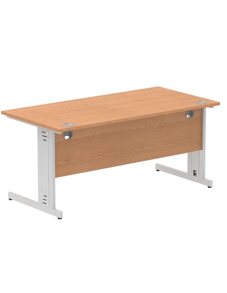 Dynamic Impulse 1600 x 800mm Straight Office Desk Oak Top Silver Cable Managed Leg I000852 - pic 75547 | FastDaddyshop