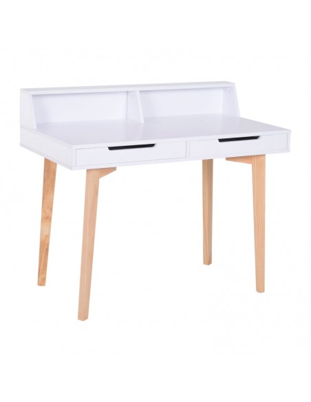 Homcom Scandinavian Style Writing Desk with Storage, White - pic 7555 | FastDaddyshop