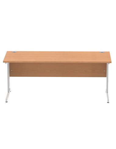Dynamic Impulse 1800 x 800mm Straight Office Desk Oak Top Silver Cable Managed Leg I000853