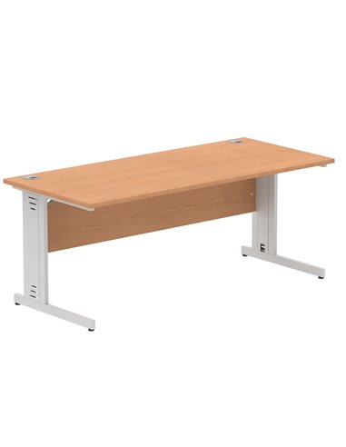 Dynamic Impulse 1800 x 800mm Straight Office Desk Oak Top Silver Cable Managed Leg I000853