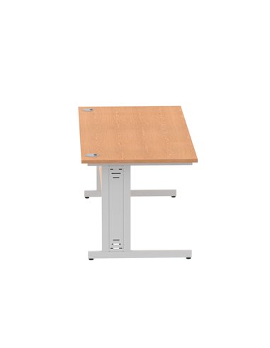 Dynamic Impulse 1800 x 800mm Straight Office Desk Oak Top Silver Cable Managed Leg I000853