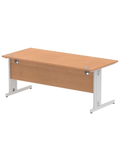 Dynamic Impulse 1800 x 800mm Straight Office Desk Oak Top Silver Cable Managed Leg I000853
